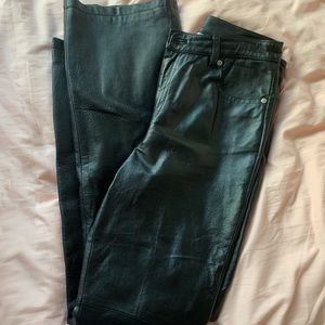 100% Real Leather Black Pants